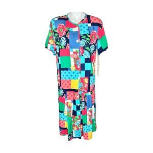 NWT Vintage 90s Chaus floral colorblock vibrant vivid skirt blouse set size 14